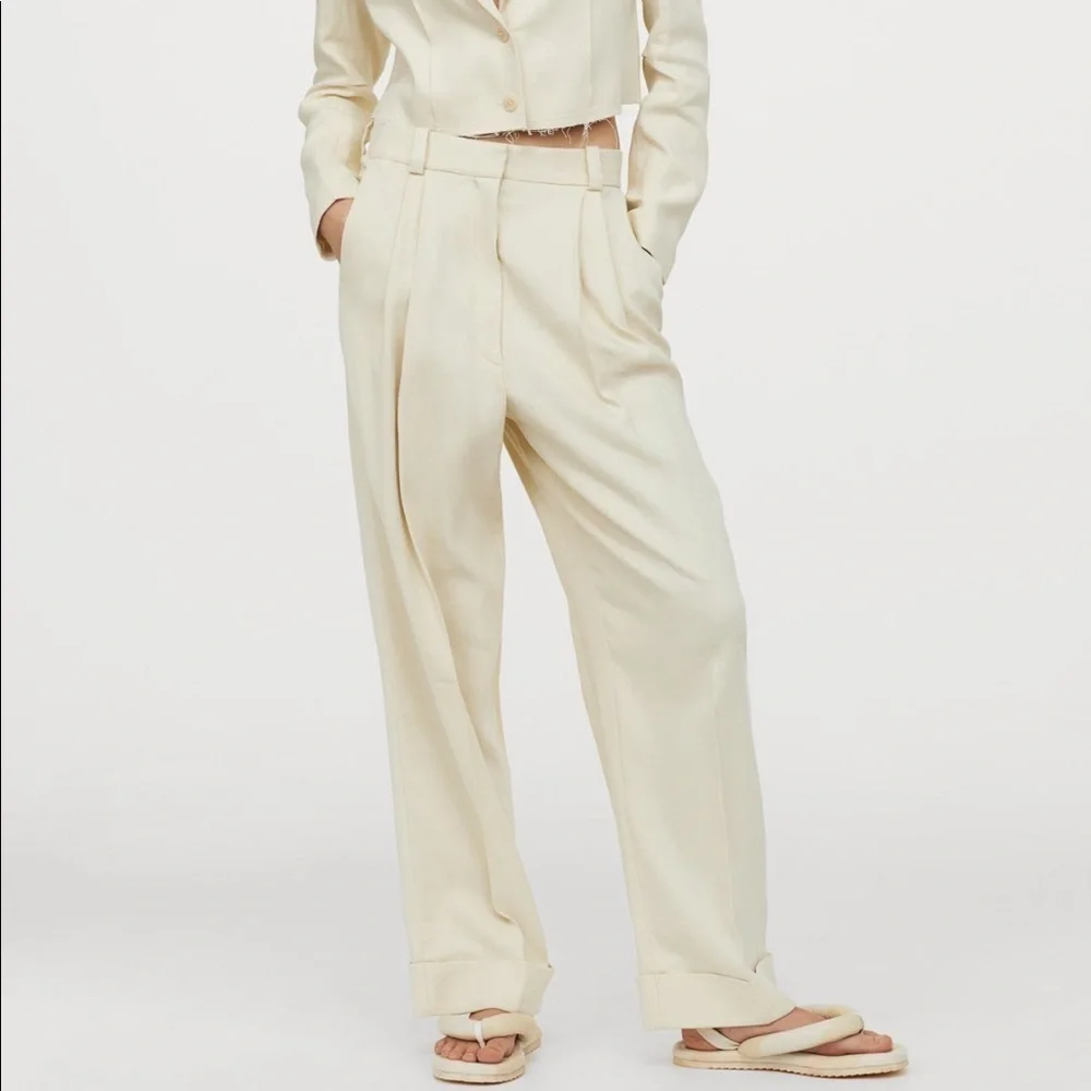 H&M Wide-Leg Twill Pants